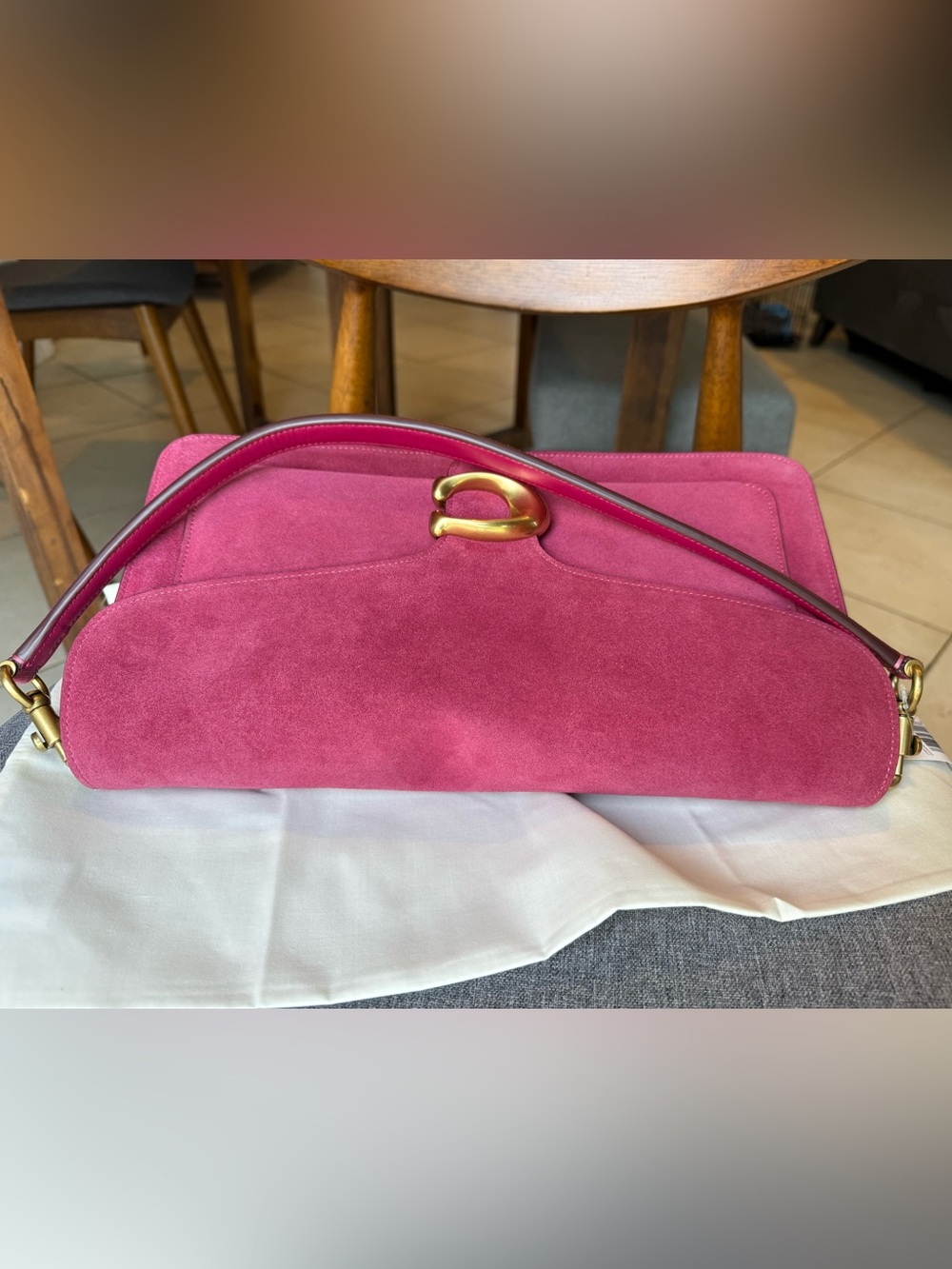 Coach Tabby 36 Fuchsia Pink Suede Shoulder Bag NWT - Picture 4 of 13